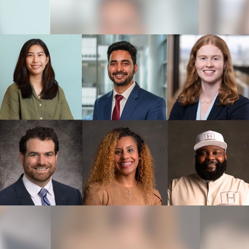 Top Row: Janice Jean MBA '25, Neelmani Singh MBA '26,  Meghan Flanigan MBA '25 Bottom Row: Thomas Thurman MBA '25, Dawn Townsend & Derrick Townsend Co-Founders of THCP 