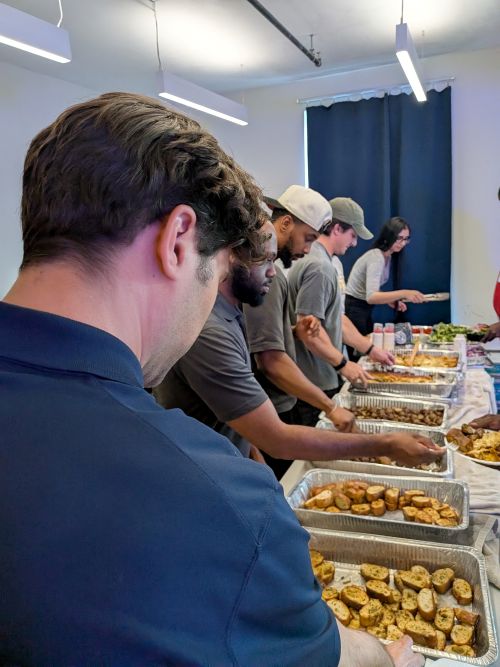 students serving meals