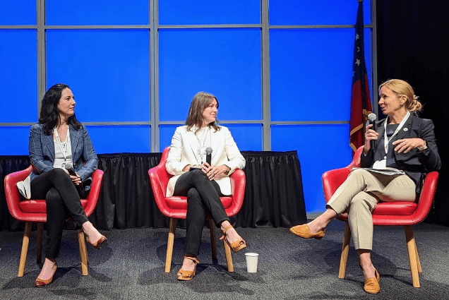 Jennifer Chirico speaks on the role of utilities at the Georgia Climate Conference in 2023.