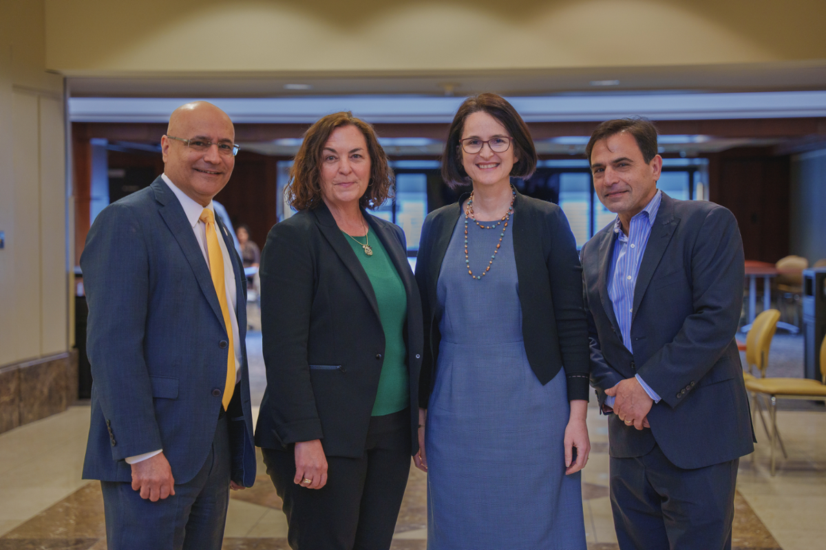 Dean Anuj Mehrotra, Laurel Hurd, Beril Toktay, and Michael Oxman, following the Tech Talks Business event. 