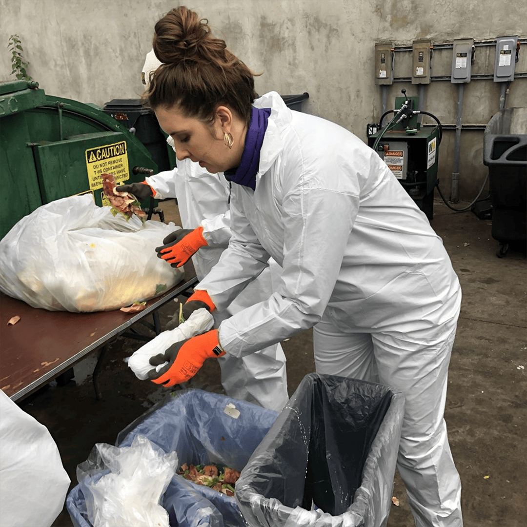 Nell Fry conducts a waste audit at the Chicago Museum of Science and Technology.