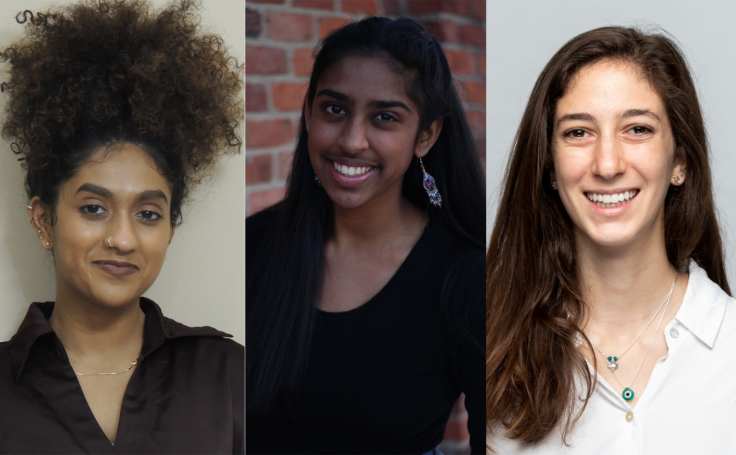 Left to right: Awards in the 2020 Carbon Reduction Challenge went to Elina Ebby (first place), Neha Badam (second place), and Ariela Farchi (third place).