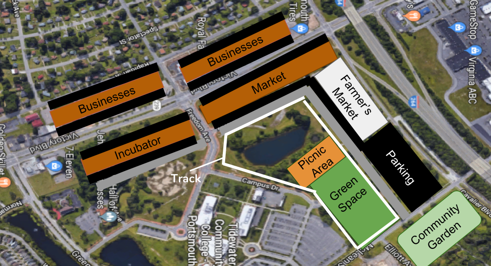 Proposed area for a small business economic development corridor.