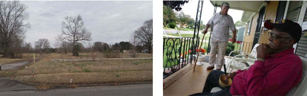 Left: A vacant lot on Greenwood Drive is a potential site for an amphitheater. Right: Residents of South Hampton Roads.