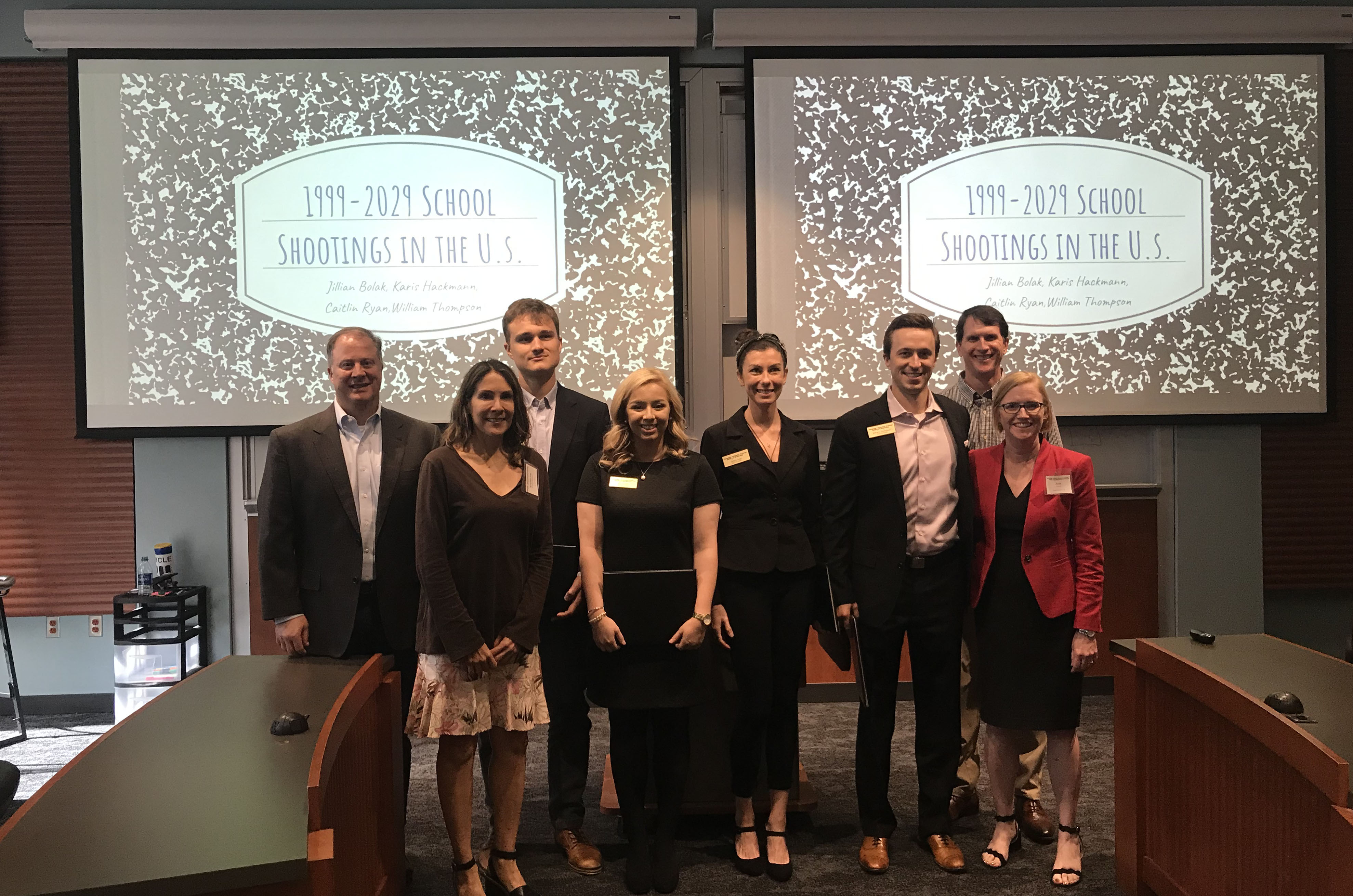 Bob Lax, Stephanie Streaty, Karis Hackmann, Jillian Bolak, Caitlin Ryan, William Thompson, Eric Overby, and Judy Adler. Photo courtesy of Selen Beduk.