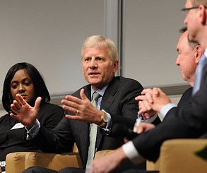 Thought leaders in their fields converged at Scheller College to discuss sustainability. Panel participants included the EPA's Heather McTeer Toney; Novelis' Phil Martens; and Walmart's Mike Duke (left to right), among others.