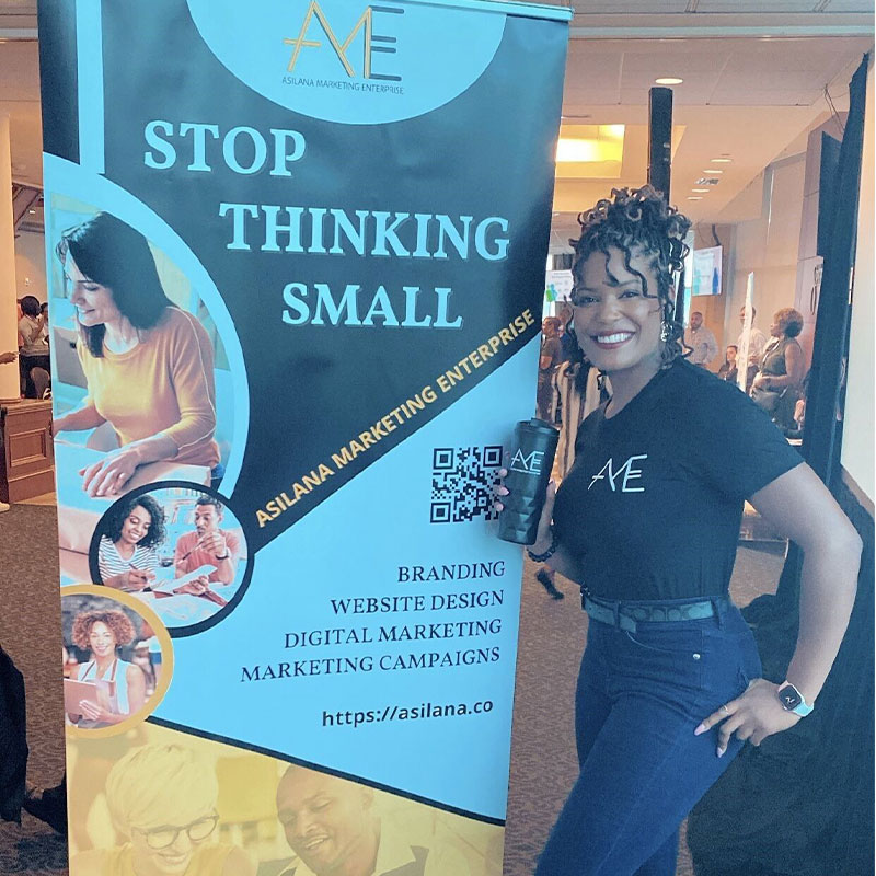 Analisa Wade representing her digital marketing agency, Asilana, at a conference in Raleigh, North Carolina.