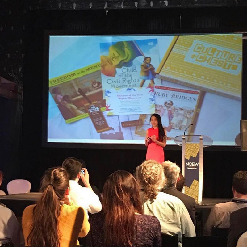 Rose Espiritu pitching her startup idea at New Orleans Entrepreneur Week (NOEW).